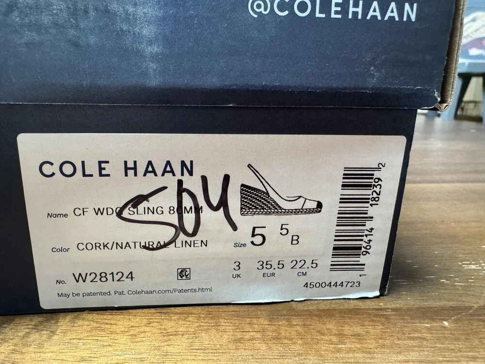 Cole Haan Shoes Womens Size 5.5 Cork Espadrille Wedge Slingback Sandals W28124